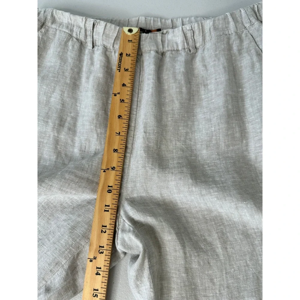 Quince Linen Pants Size L Oatmeal Beige Pull on Straight Leg Elastic Waist